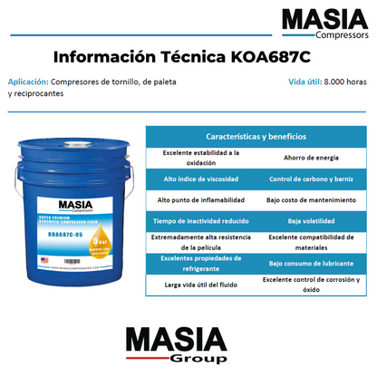 Lubricante Atlas Copco Paroil S 68 1604-7136-00 5-gal