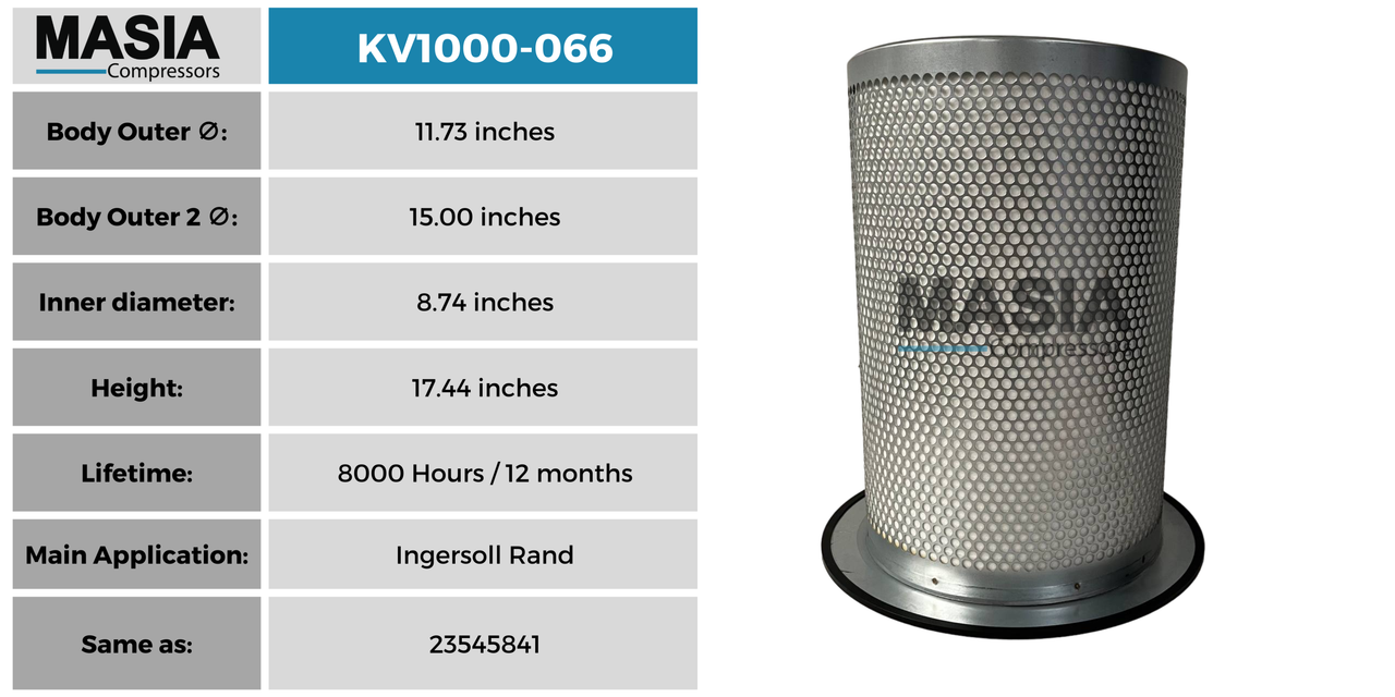 23545841 Filtro Separador Compatible con Ingersoll Rand