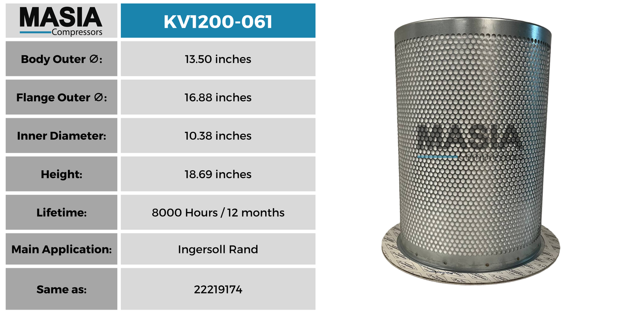 22219174 Filtro Separador Compatible con Ingersoll Rand