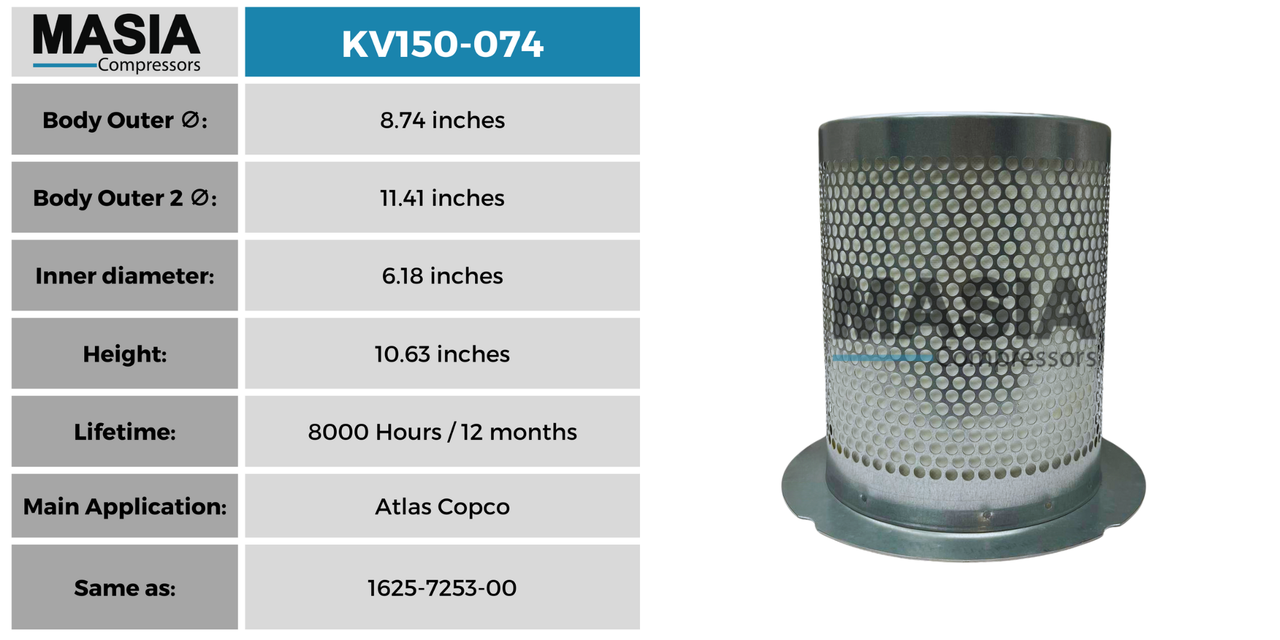 MV150-074 Filtro Separador Masia Compressors