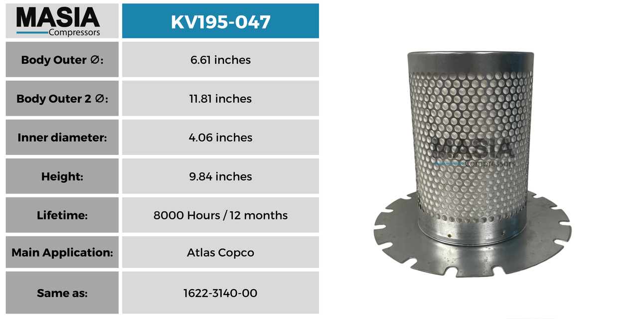 Filtro Separador Atlas Copco 1622-3140-00