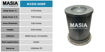 02250121-500 Filtro Separador Compatible con Sullair