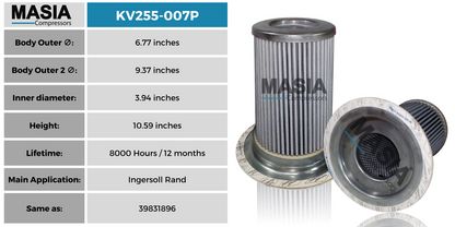 39863840 Filtro Separador Compatible con Ingersoll Rand