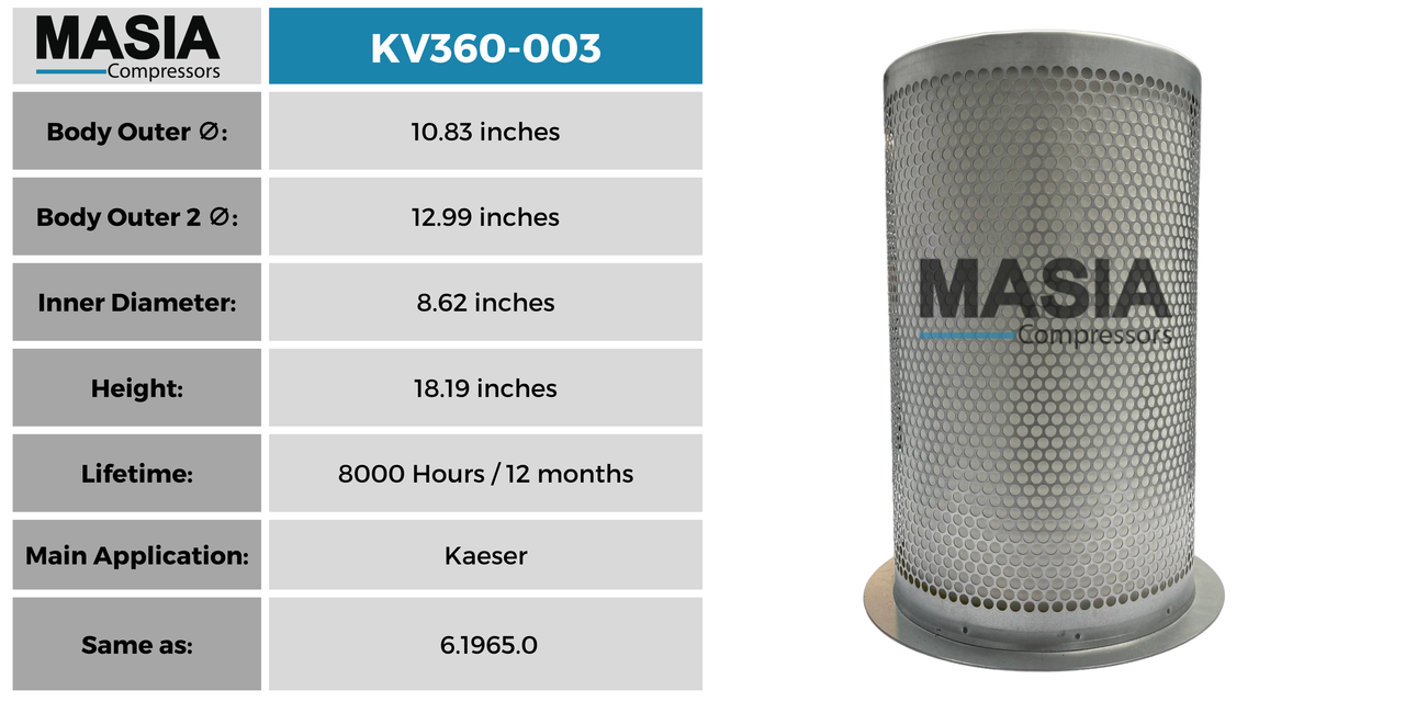 MV360-003 Filtro Separador Masia Compressors