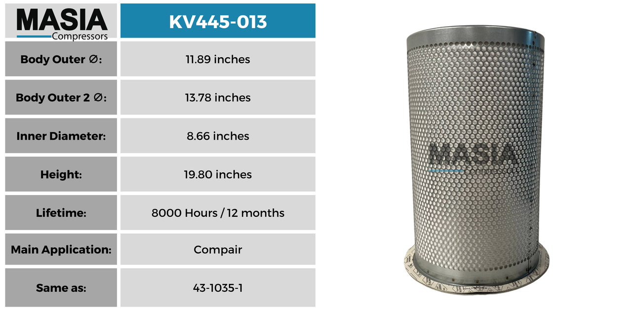 1614-6423-99 Filtro Separador Compatible con Atlas Copco