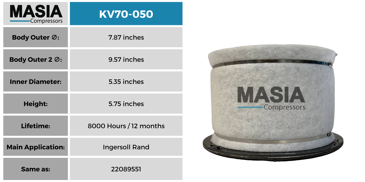 42546259 Filtro Separador Compatible con Ingersoll Rand
