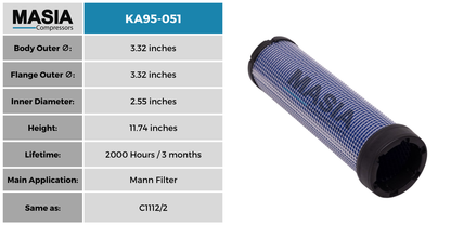 Filtro De Aire Masia Compressors MA95-051