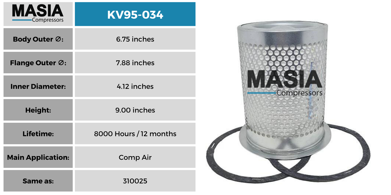 MV95-034 Filtro Separador Masia Compressors