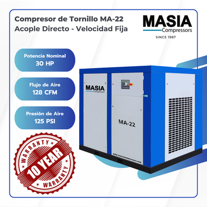 Generador De Aire Comprimido MA-22 13 Bar 83 CFM 220VAC 22 kW