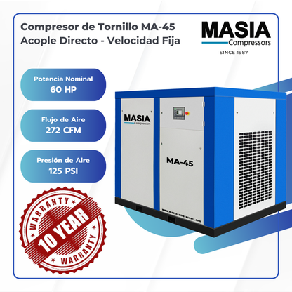 Compresor De Aire Ma-45 10.5 Bar 220 CFM 220v-440v 45kW 60HP
