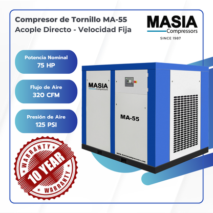 Generador De Aire Comprimido Ma-55 13 Bar 222 CFM 220v 55kW