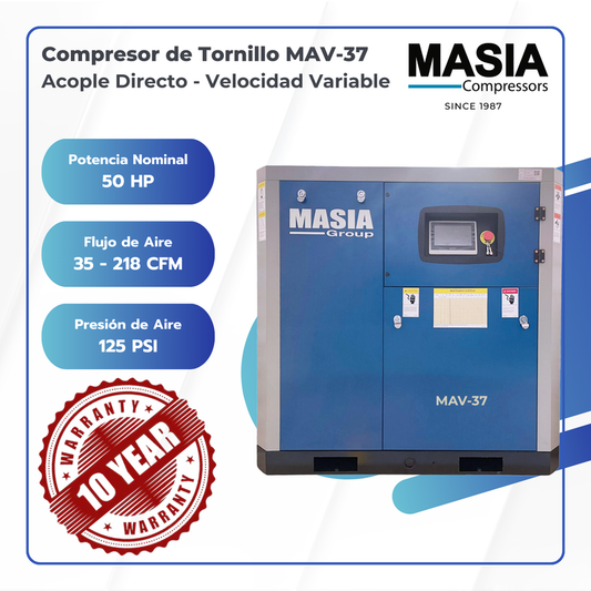 Compresor De Aire MAV-37 Acople Directo 10.5 bar 45-197CFM 220 37 KW