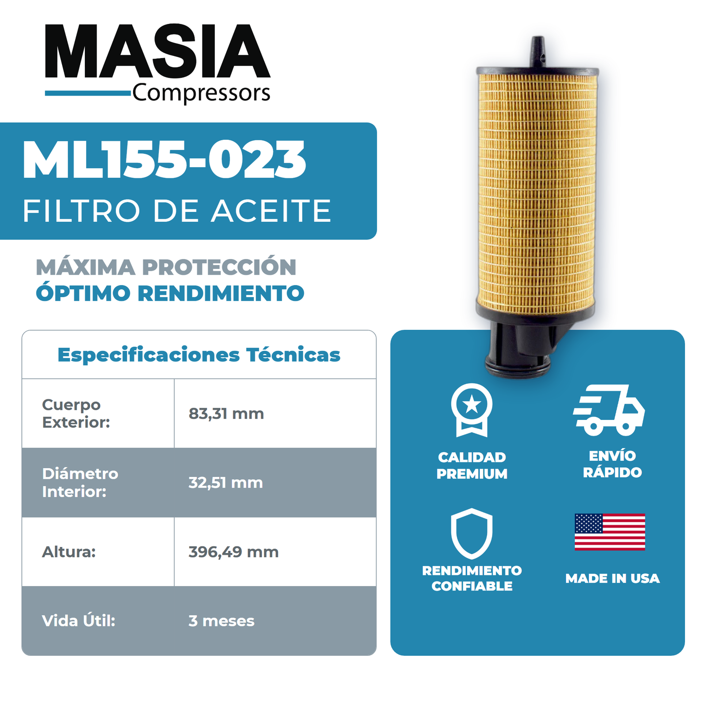 GA-55 Kit de Servicio 8000 Horas (1613-9503-00, 1622-3652-00, 2901-0566-22, 1310-0368-38)