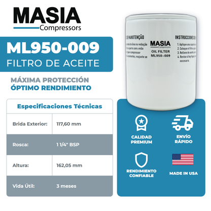 10B-25HP Kit de Servicio 8000 Horas (42445, 250025-525, 02250034-112, 250022-669)