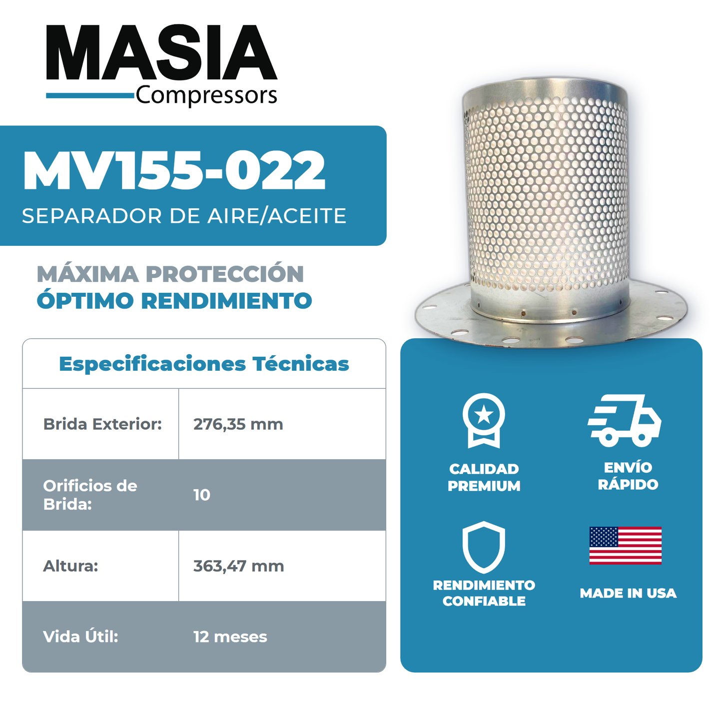 GA-55 Kit de Servicio 8000 Horas (1613-9503-00, 1622-3652-00, 2901-0566-22, 1310-0368-38)